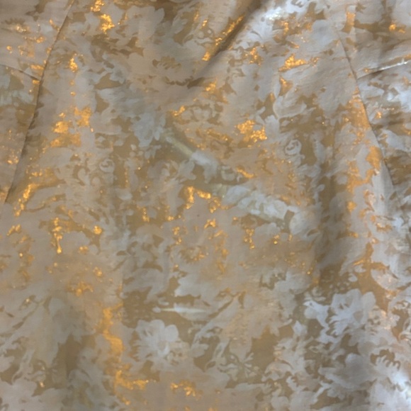 Chic Cream and Gold Ruffle Midi Dress - Picture 2 of 6